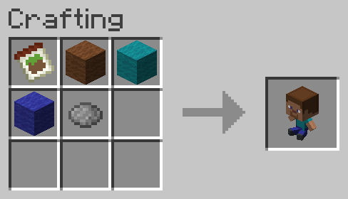 Crafting a Steve plush with a Minecraft Plush Template