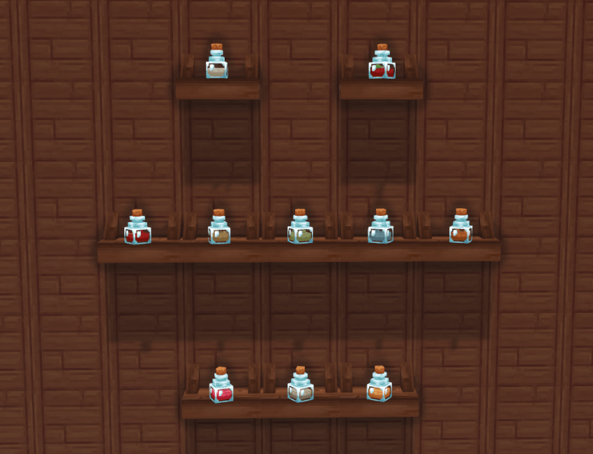 Image of every drink from this mod placed on shelves.