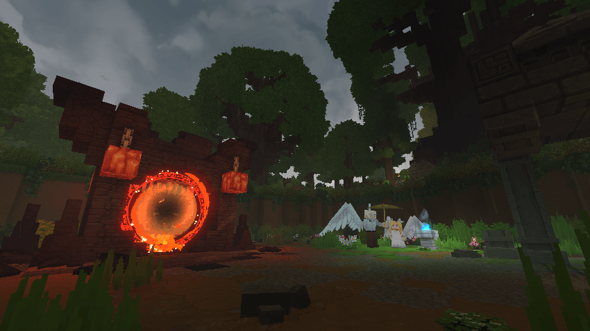 The portal to hell, with Manon and her angel butler.