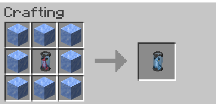 Crafting grid: eight Packed Ice around a Mimic capsule gives the Northern Mimic capsule