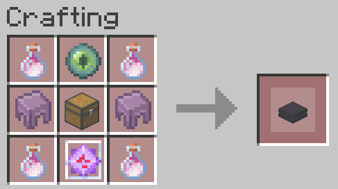 Research Vessel Crafting Recipe (uses ender eye, dragons breath, end crystal, shulker shells, and a chest)