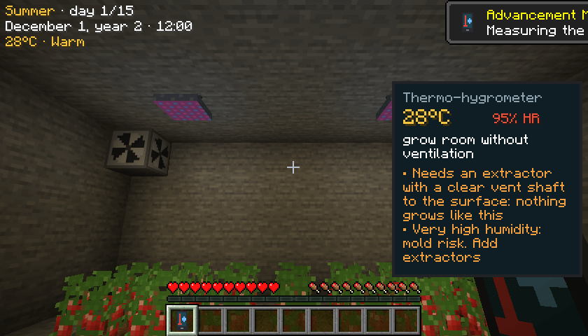 Blocked vent: the thermo-hygrometer warns you