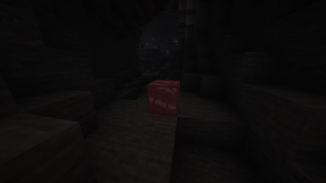 A (not naturally generated) Ruby Block, being quite a bit more bright than the ore
