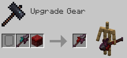 Image shows a smithing recipee using no templante, a netherite warpedthorn and a crimson nylium, the result is a netherite crimsonthorn