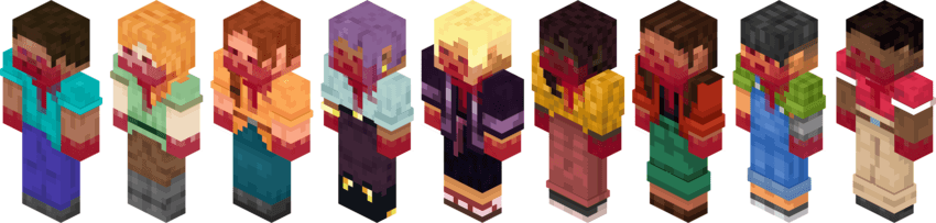 All Furious Infected variartions (Steve, Alex, Ari, Efe, Kai, Makena, Noor, Sunny, Zuri).