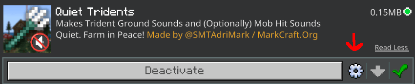 Shows the pack's settings button