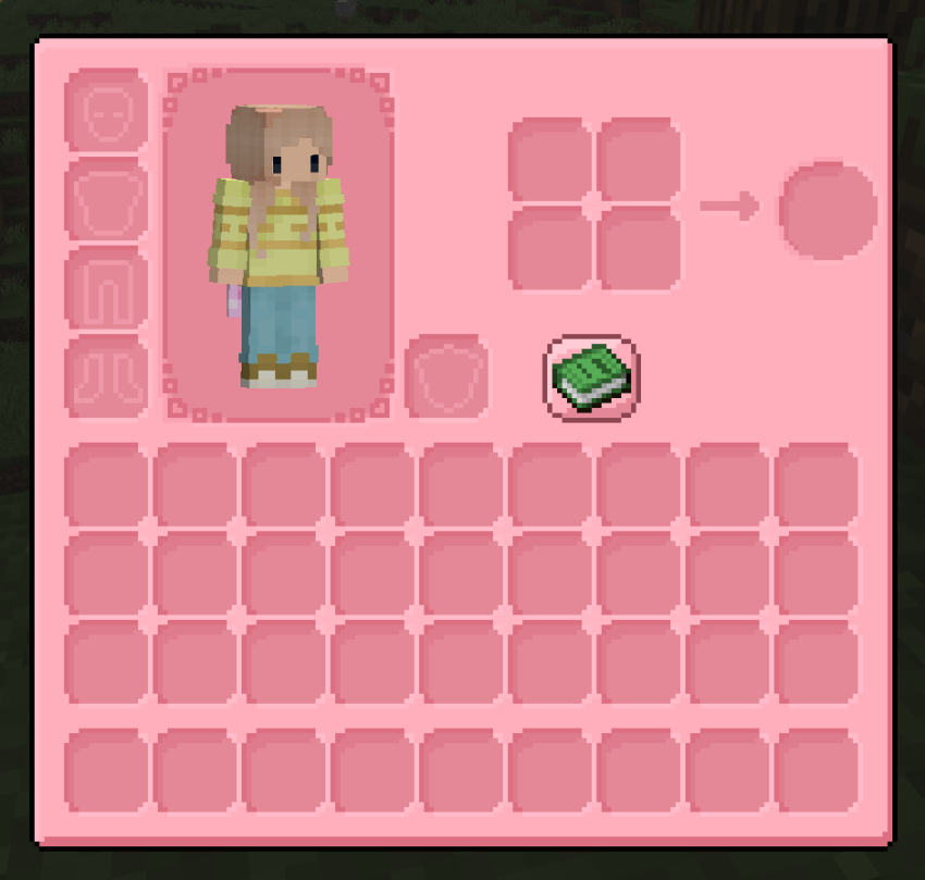 A screenshot of the inventory gui, showcasing that it is pink.