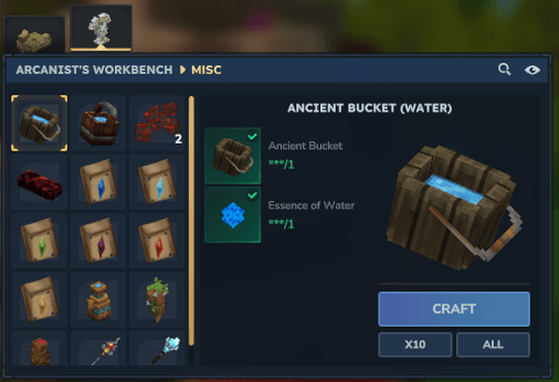 A picture of new crafting recipes in the Arcanist's Workbench