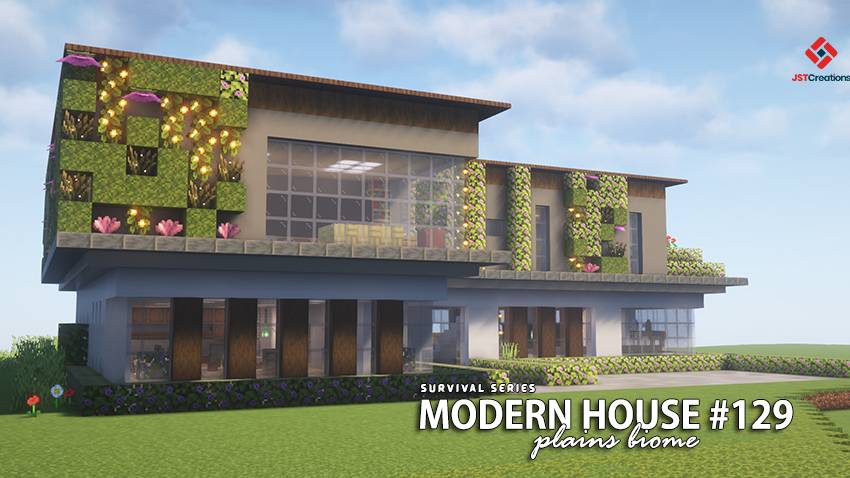 Survival Modern House #129 (Achievements On) — Minecraft Bedrock map, screenshot 1