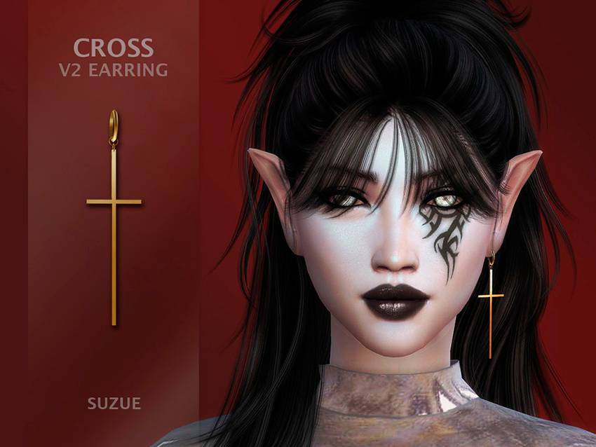 Cross V2 Earring Left Side - The Sims 4 Create a Sim - CurseForge