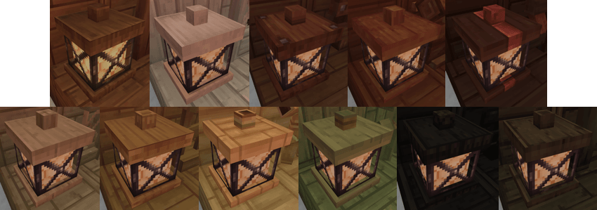 Closeup of all the lantern variations