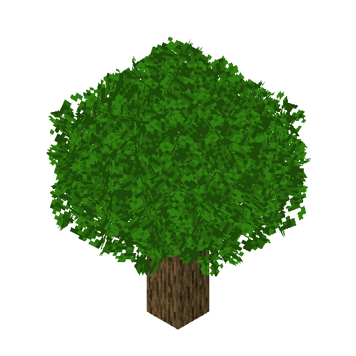 A rotating 3D preview of an oak tree with Bosquets leaf models