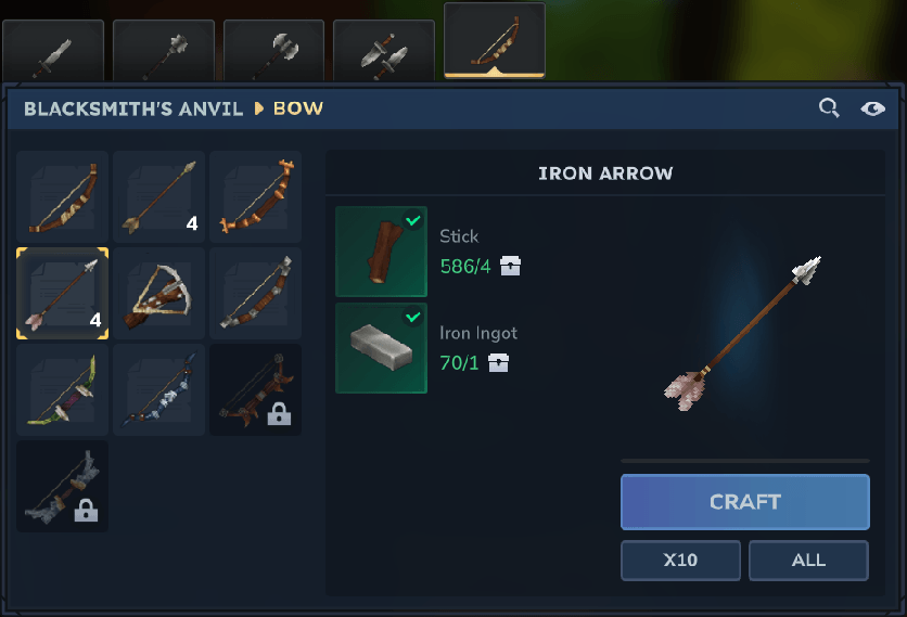 Iron Arrow Crafting Recipe