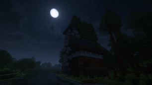 redwood forest with house
