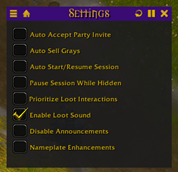Settings Menu