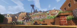 Tripod destroying a village from kogtyv's towny and village mod