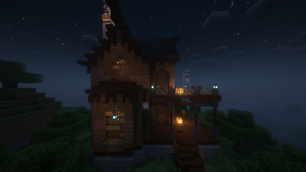 Haunted House Front View Night