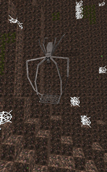 Spider Ambusher hanging off a wall in the webbed wasteland