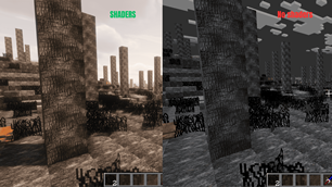NO SHADERS AND WHITH SHADERS