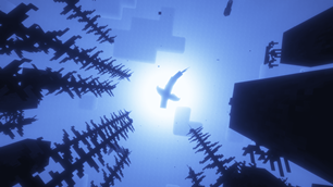 Basking shark against the sun