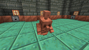 Copper Golem pressing a copper button