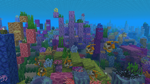 A colorful school of butterflyfishes playing in the corals..