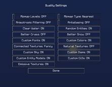 The best Quality options for Texture Pack