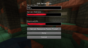 New server creation menu