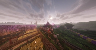 Love Shack Station - Minecraft Transit Railway, Extended Lights, Distant Horizons