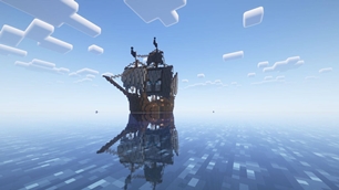 Illager pirate ship, sailing the seas