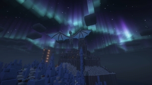 An Ice Dragon soaring under the aroura