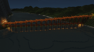 Bridge connecting two landmasses