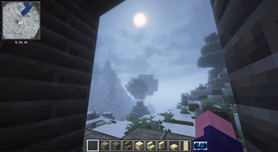 misty mountain view with unbound shader