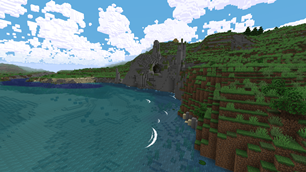 A cave entrance close to the shore