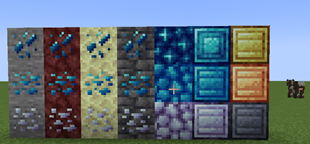 Tin, Cobalt, Apatite, Bronze, Brass, Cast iron blocks