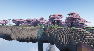 Cherry blossoms on a floating island