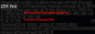 Minecraft with Propane disabled 2.