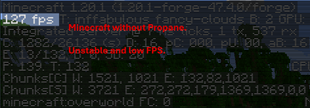 Minecraft with Propane disabled.