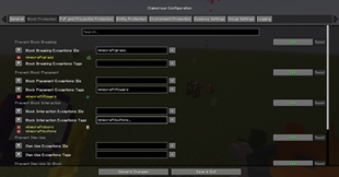 Block and Item Protection Claim Config Section