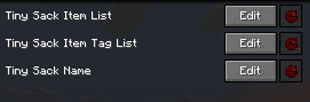 Sack items and name config for Tiny Sack