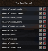 Permitted item ID list for Tiny Sack