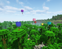 Balloons adventuring near a Jungle Temple