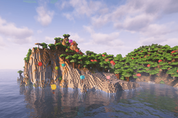 Balloons exploring a Dark Forest coastline