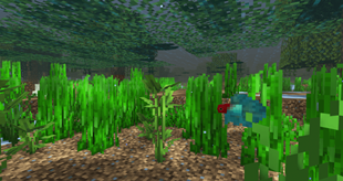 A red and iridescent betta in a swamp