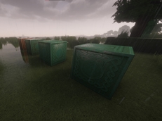 Rain on the chiseled copper
