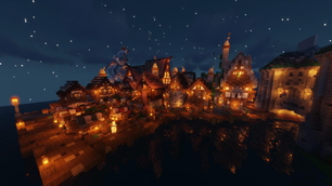 Lit Harbor At Night
