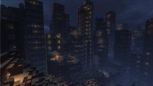 Massive Destroyed City at Night
