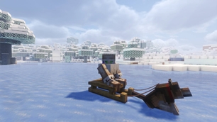 Dog Sled on Frozen River