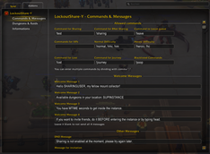 Settings for messages / commands
