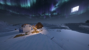 Snowy Village at Night